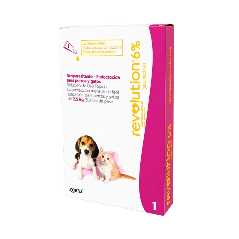 Antipulgas Revolution Rosado 6% para Perros y Gatos Chachorros