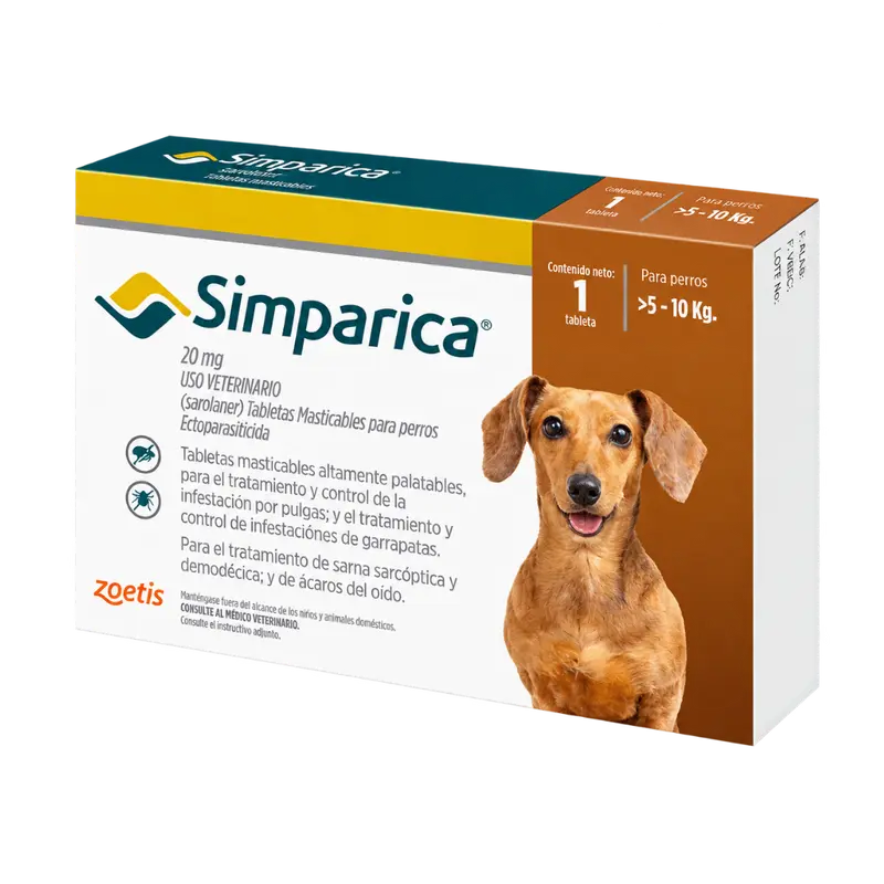 Antipulgas Simparica comprimido 5-10 kg para Perros