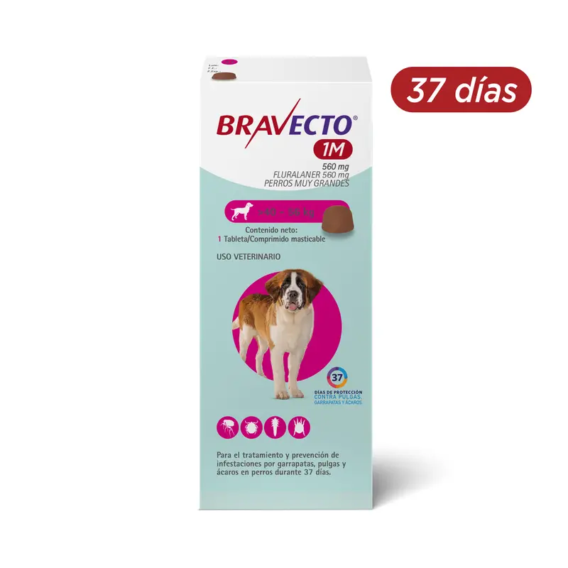 Antipulgas Y Garrapata Bravecto 37 Días (Perros 40 A 56 Kg)