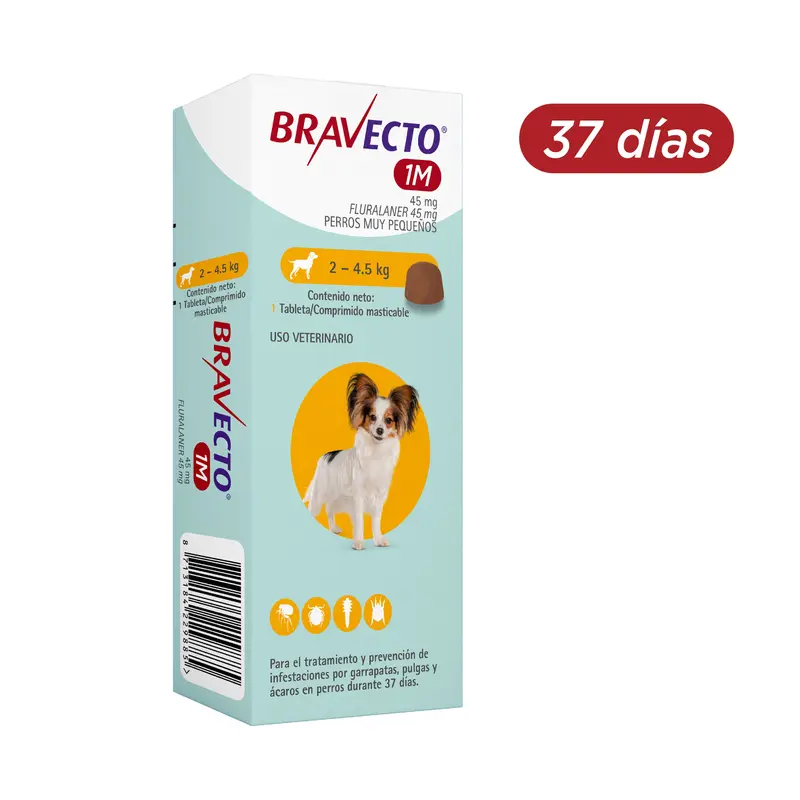 Antipulgas Y Garrapatas Bravecto 37 Días (Perros 2 A 4,5Kg)