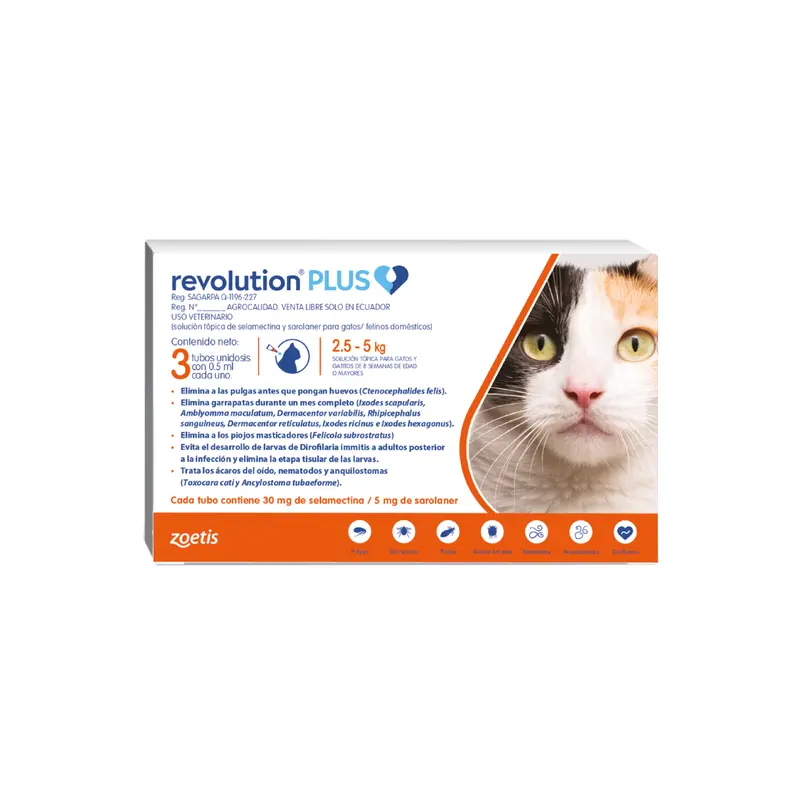 Antipulgas Y Garrapatas Gato Revolution Plus 0.5 Ml X 3 Und
