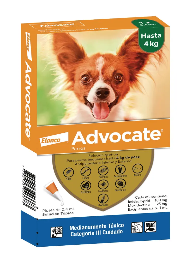 Antipulgas Y Garrapatas Perro Advocate 0.4 Ml De 0 - 4 Kg