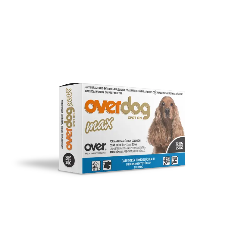 Antipulgas Y Garrapatas Perro Overdo Max 2.5 Ml (10 - 25)
