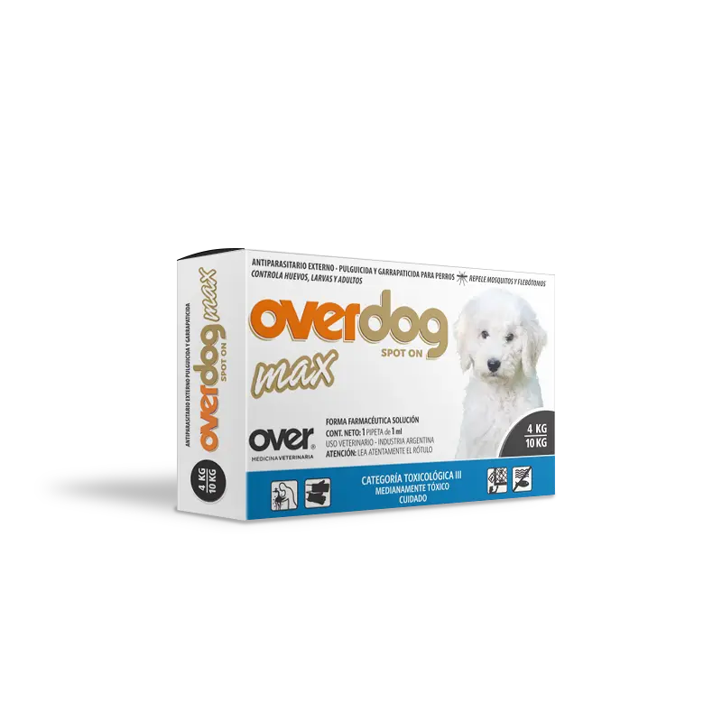 Antipulgas Y Garrapatas Perro Overdog Max 1 Ml (4 - 10)
