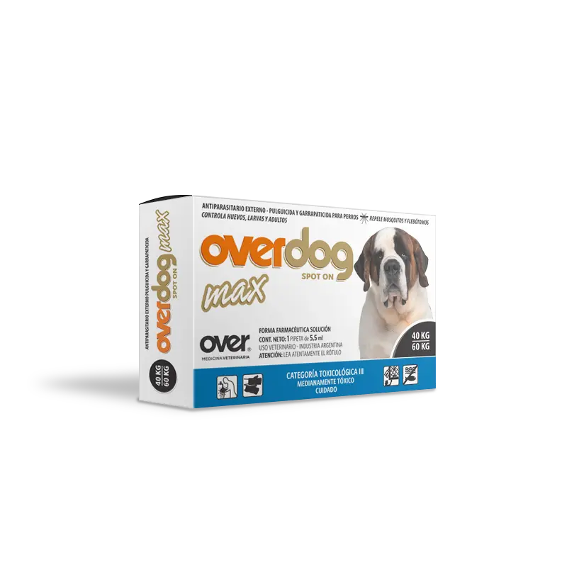 Antipulgas Y Garrapatas Perro Overdog Max 5.5 Ml (40 - 60)