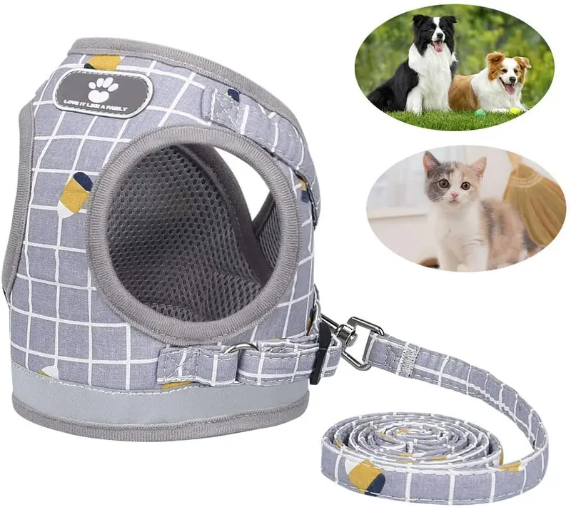 Anyifan Arnés para perro, chaleco de tracción para gato, arnés ajustable, cómodo, transpirable, chaleco reflectante de seguridad para mascotas, material Oxford