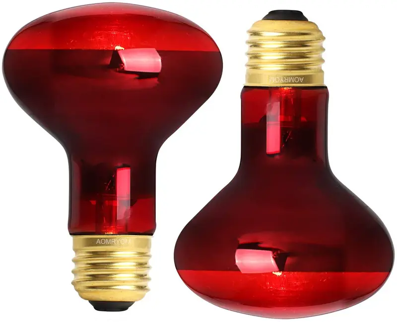 Aomryom 100W Infrarrojos Basking Spot Lámpara de Calor de Luz Roja Bombilla de Calor para Reptiles y Anfibios, Paquete de 2