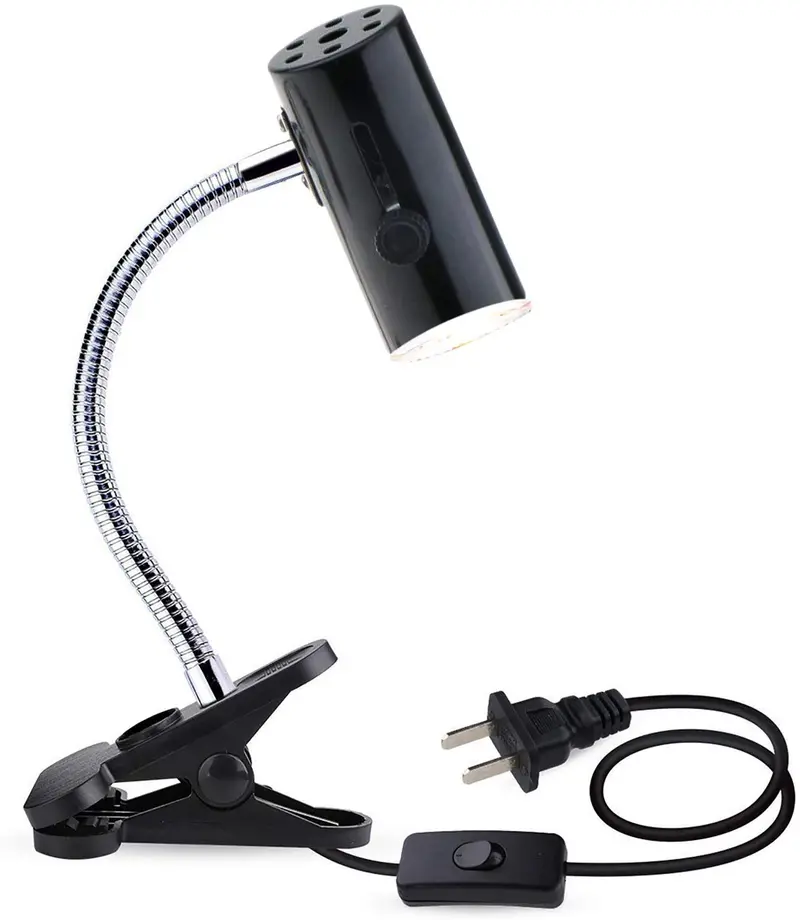 Aomryom Pinza de fijación de lámpara para reptiles y anfibios, iluminación de Hábitat y soporte ajustable, para uso de lámparas de calor para mascotas, color negro