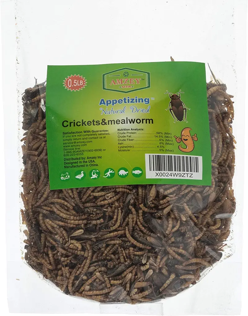 Aperitivos gusanos de comida con cricket seco natural (8oz) 100% natural sin OMG, alimentos para dragones panados, reptiles, pollo, pescado, patos, aves silvestres, tortugas, hámsteres, peces y erizos