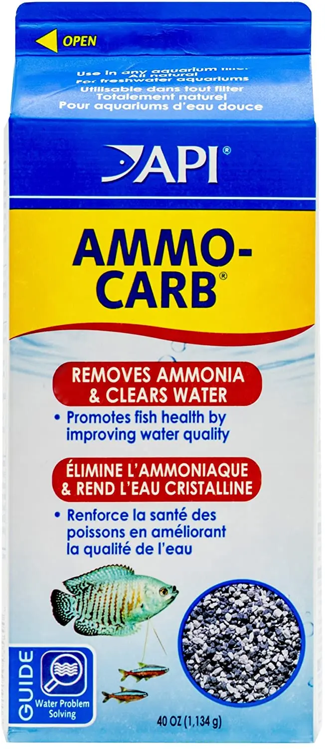 API AMMO-CARB Medios de filtración, doble acción, elimina el amoníaco tóxico para peces y filtra el agua para eliminar residuos orgánicos, colores y olores, uso cuando se inicia o mantiene un acuario
