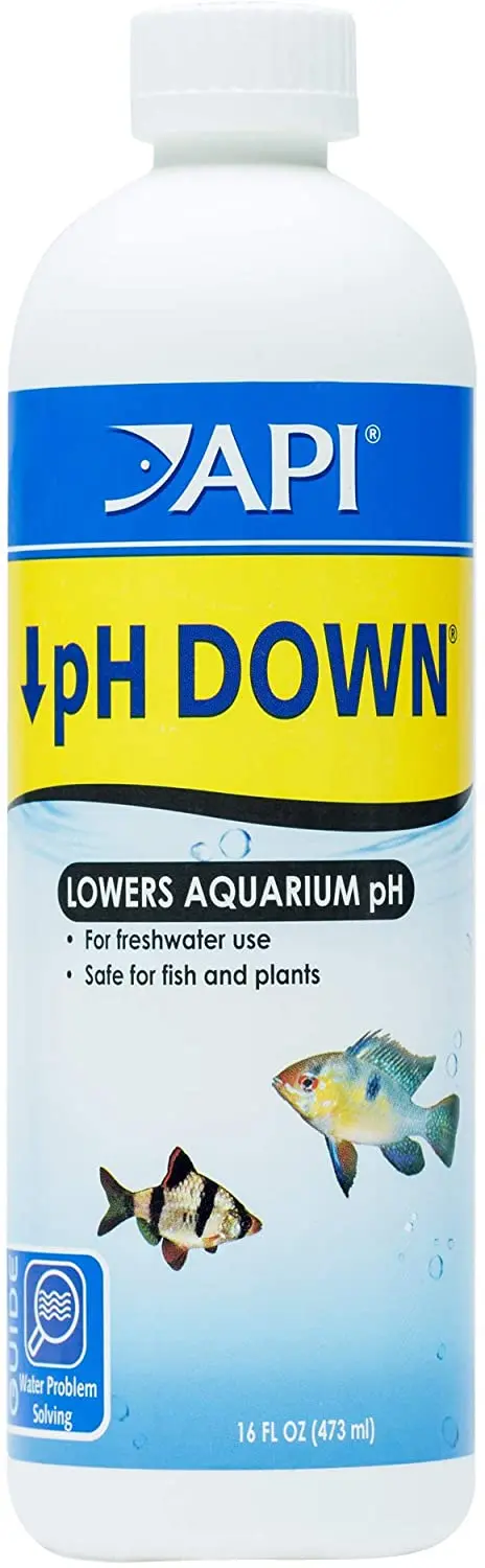API pH DOWN ajustador de pH, reduce el pH del agua del acuario de agua dulce al nivel que tu pez necesita para prosperar, prueba el agua semanalmente y usa para corregir el nivel de pH.