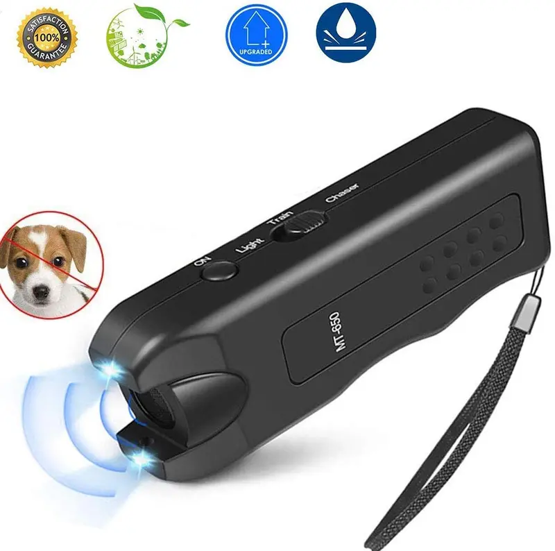 APlus+ repelente de perro de mano, disuasorio ultrasónico de infrarrojos, tapón de corteza + entrenamiento de perro de buen comportamiento