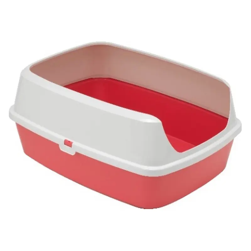 Arenero Abierto Maryloo con Borde para Gato Grande - Coral (Spicy Coral) | Moderna Pet Products