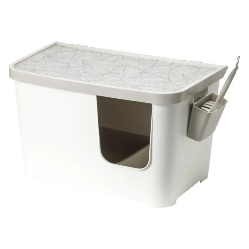 Arenero Casetta de Paredes Altas con Bandeja Interior y Pala Handy Max - Blanco (Soft White) | Moderna Pet Products