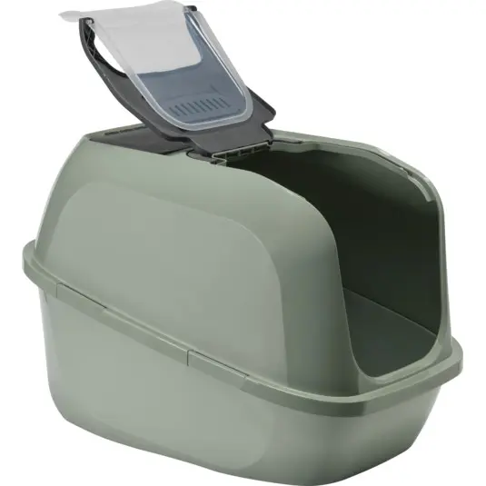 Arenero Cerrado Mega Deluxe para Gatos Grandes o Varios Gatos - Verde (Olive Green) | Moderna Pet Products