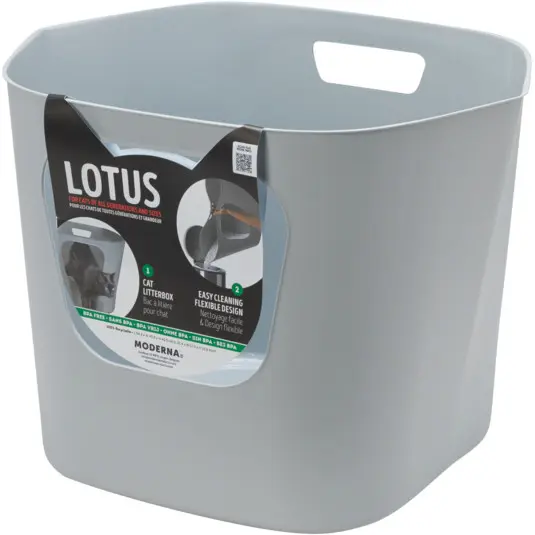 Arenero para Gato Lotus de Paredes Altas con Pala - Gris Titanio (Titanium Grey) | Moderna Pet Products