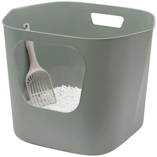 Arenero para Gato Lotus de Paredes Altas con Pala - Verde Olivo (Olive Green) | Moderna Pet Products