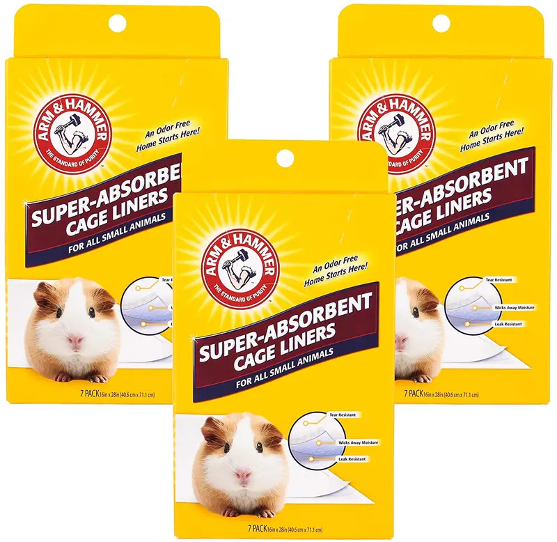 Arm & Hammer Jaula superabsorbente para cobayas, hámsters, conejos y todos los animales pequeños | mejores revestimientos de jaula para animales pequeños, controlar olores de mascotas, 7 unidades