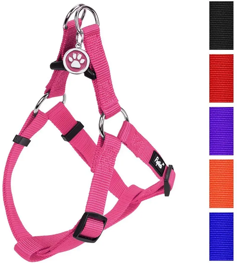 Arnés ajustable Pupteck para perro, medida básica de cachorro, de nailon, chaleco para pasear en exteriores con etiqueta de identificación