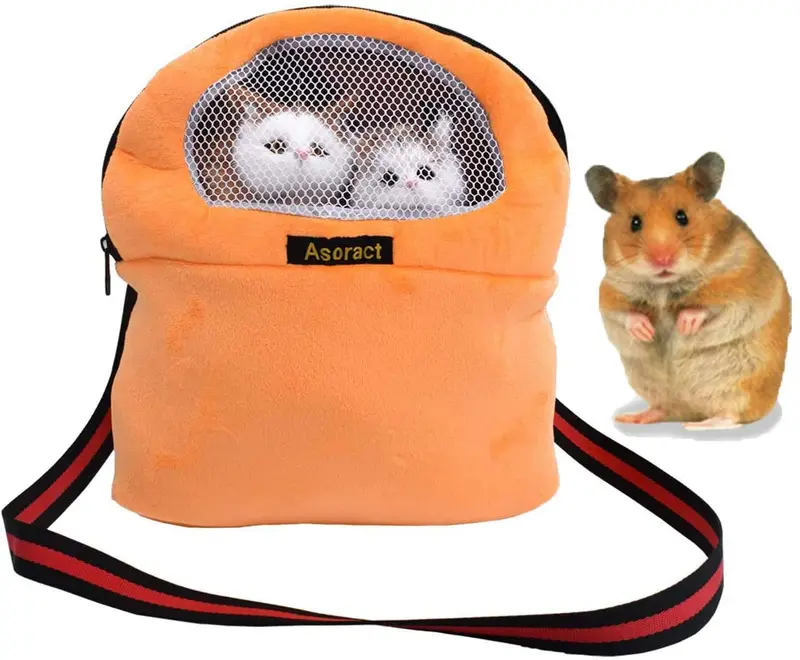 Asoract - Bolsa transportadora para mascotas con correa ajustable para el hombro para hámster portátil, transpirable, para mascotas pequeñas, como erizo, deslizador de azúcar, ardilla etc.