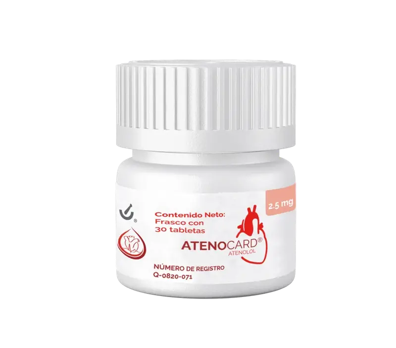 Atenocard 2.5 mg  30 Tabletas (Atenolol ) ESTE PRODUCTO ES CONTROLADO Y SU VENTA REQUIERE DE RECETA MÉDICA CUANTIFICADA EN ORIGINAL VENTA DIRECTA EN FARMACIA