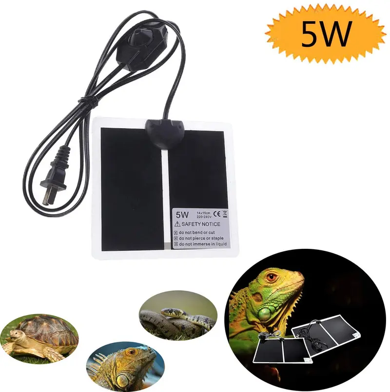 ATian Reptile Almohadilla de calentamiento, calentador de tanque de reptil con controlador de temperatura Pet Heat Mats 5 W
