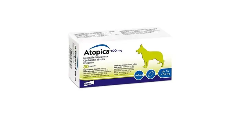 Atopica 100 mg 15 a 55 kg 30 Cápsulas (Tratamiento de Dermatitis)
