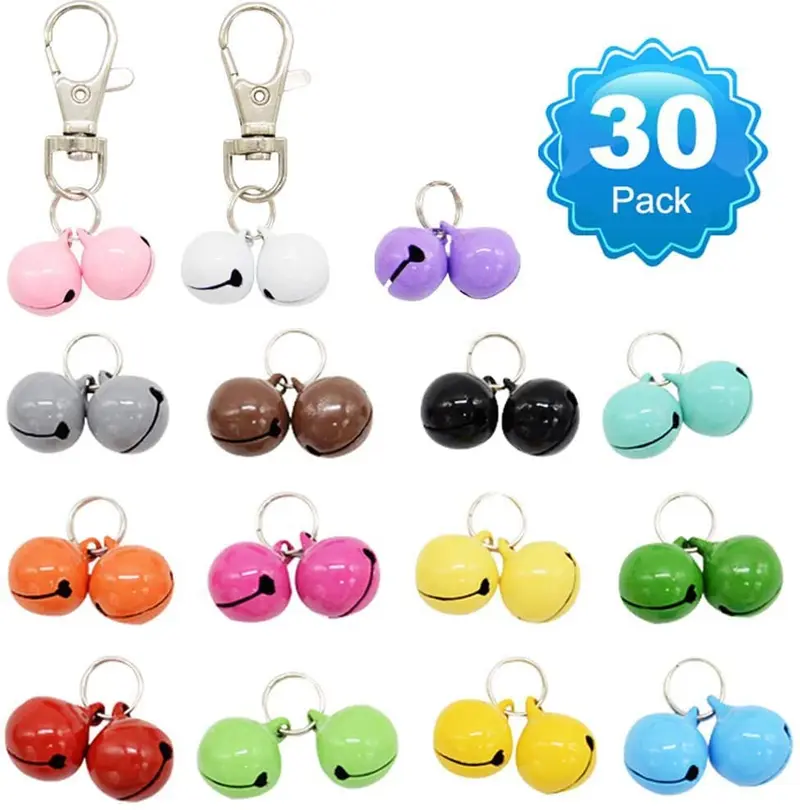 Barleygoo 30 Pack Pet Cat Collar Bells, Strong Loud Collar Bells for Potty Training, Colourful Cat Charm Bells for Collars Necklace Pendant