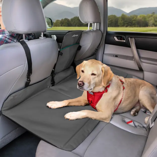 Barrera, Puente y Extensor de Asiento Trasero para Perros - Gris Heather/Negro (Heather Grey/Black) | Kurgo®