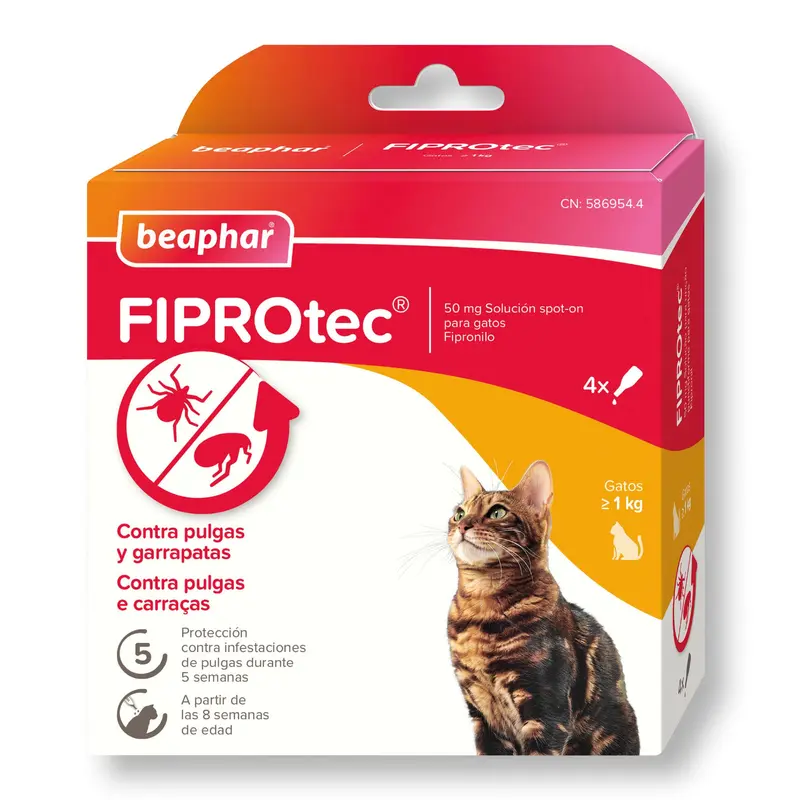 Beaphar Fiprotec para gato 4 pipetas de 0,5 ml