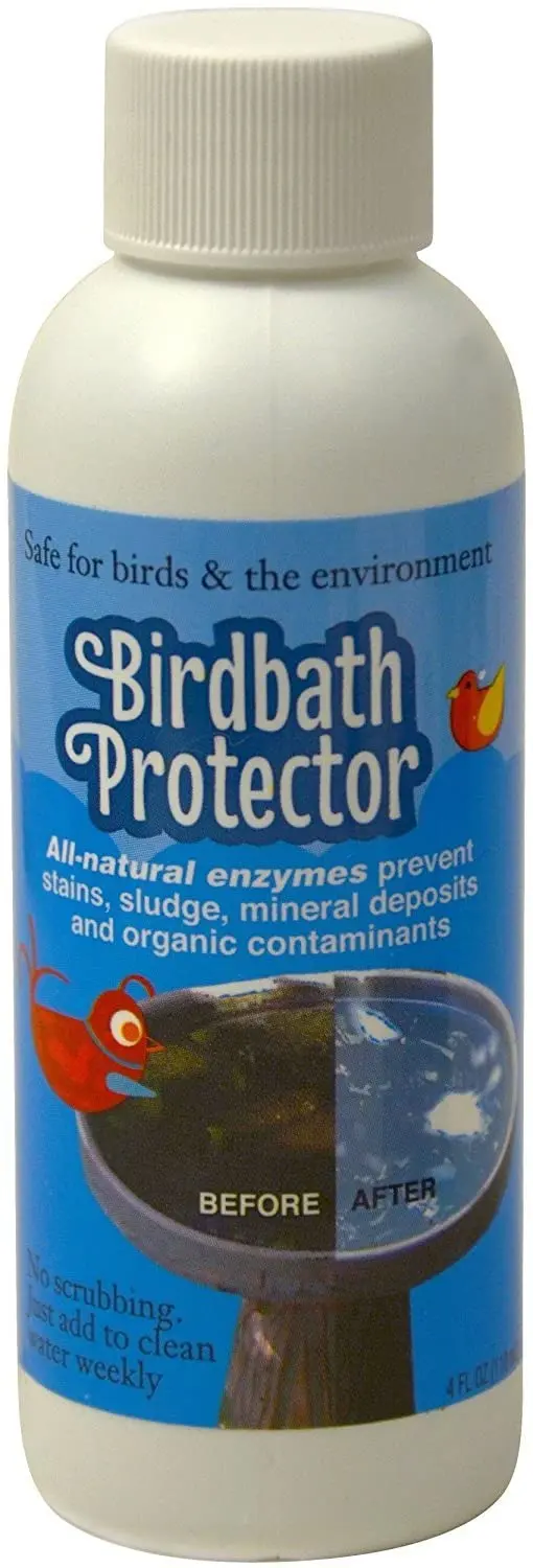 Bebedero Protector. La mejor Birdbath Cleaner Que Evitan las manchas y depósitos minerales. Todos los enzimas ayuda a mantener tu birdbaths como nuevo y es seguro para aves 4oz. naturales.
