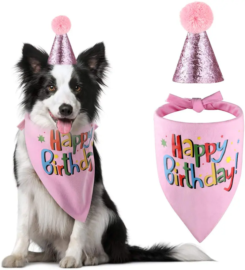 Blaoicni Dog Birthday Bandana Hat Scarf Party Supplies