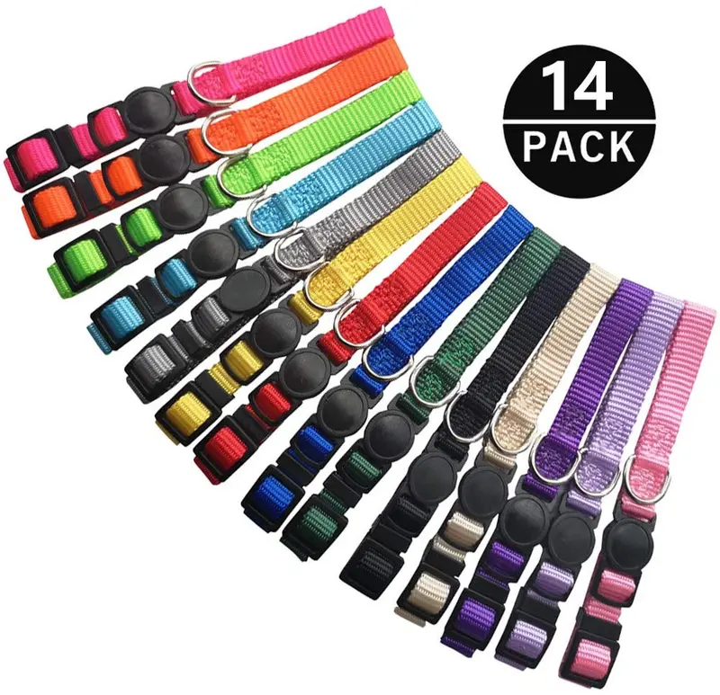 Blaoicni Puppy ID Collar Identification Soft Nylon Adjustable Breakaway Safety Whelping Litter Collars for Newborn Pets with Record Keeping Charts