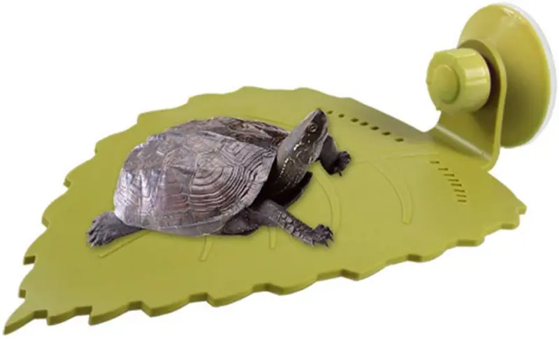 BLSMU - Plataforma deslizante de aros rojos, rampa de reptiles, muelle de tortuga, accesorios de cilindro de tortuga brasileña, decoración de acuario, forma de hoja