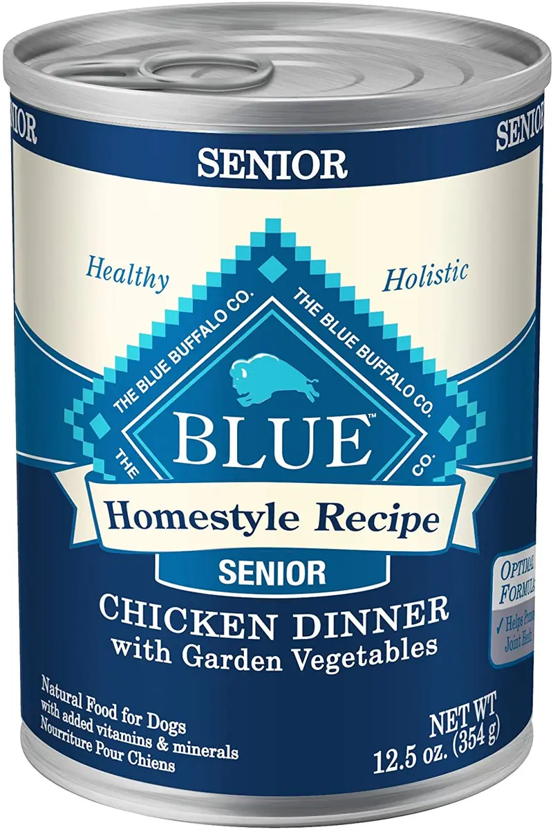 Blue Buffalo Homestyle Receta Natural Senior Humedecido Comida para Perro, Pollo 12.5-oz lata (Paquete de 12)