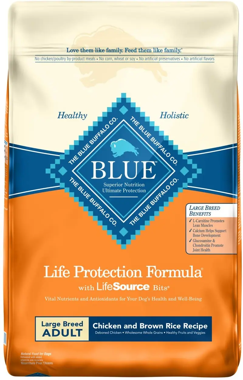 Blue Buffalo Life Protection Formula Large Breed Dog Food – Natural Dry Dog Food for Adult Dogs – Chicken and Brown Rice – 15 lb. Bag