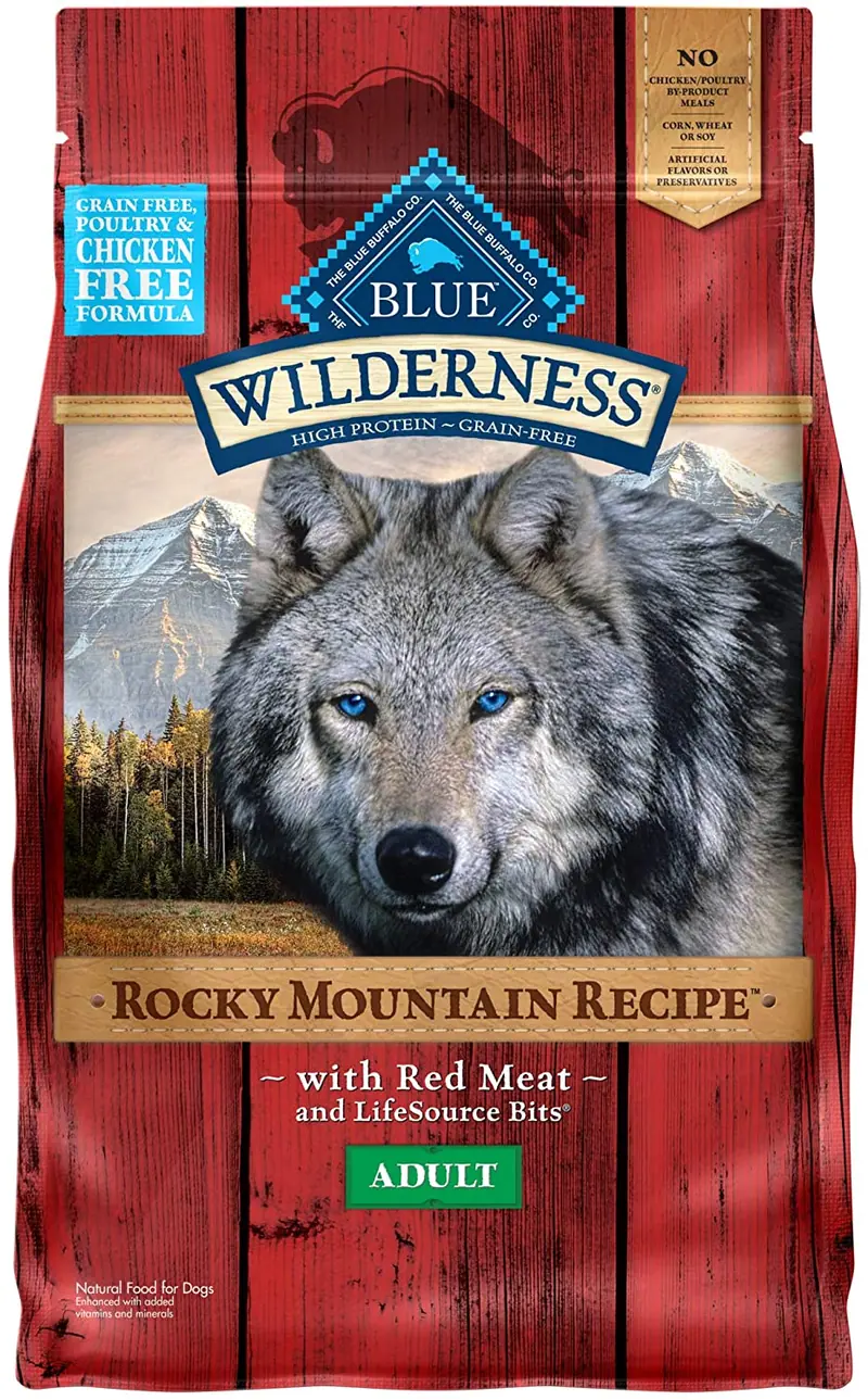 Blue Buffalo Wilderness Rocky Mountain Receta de alto contenido de proteínas sin granos, alimentos secos para adultos naturales