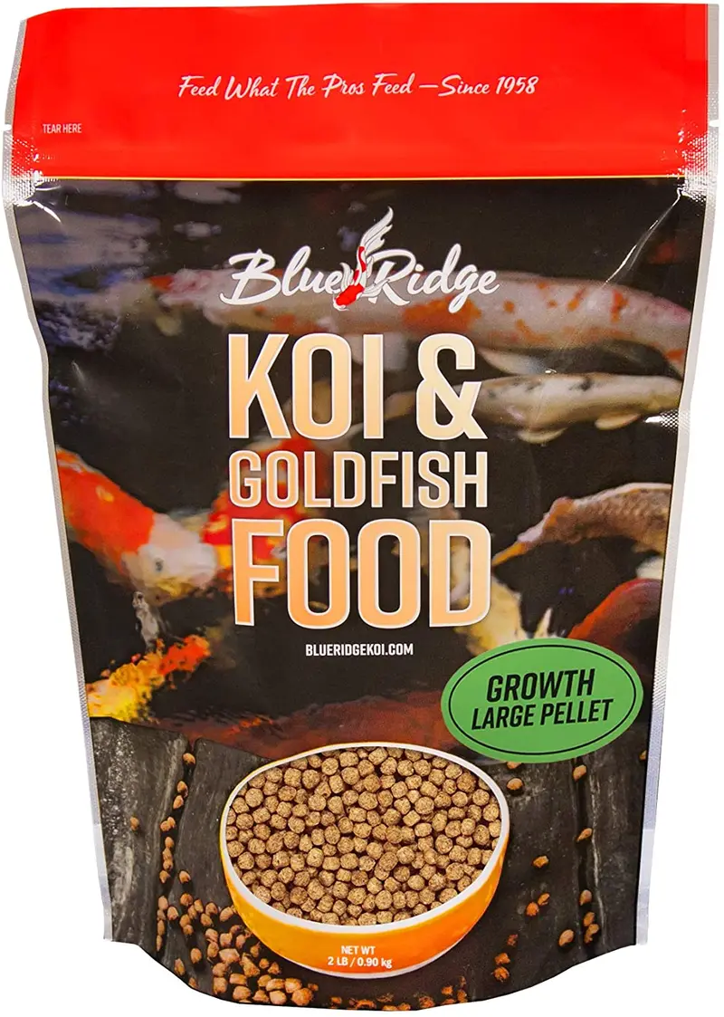 Blue Ridge Fish Food Pellets Koi and Goldfish Growth Formula, Floating 3/16" Pellet, Balanced Diet