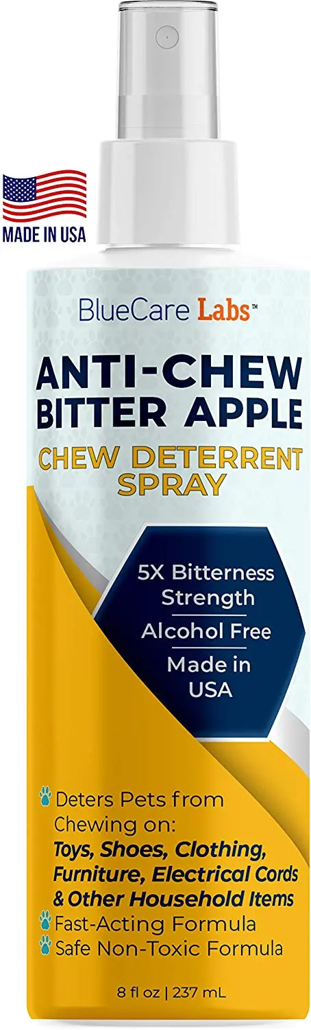 BlueCare Labs - Spray de manzana amarga para perros, antimasticar, para evitar morder y masticar para perros y gatos, espray de tratamiento disuasivo, libre de alcohol y no tóxico para masticar