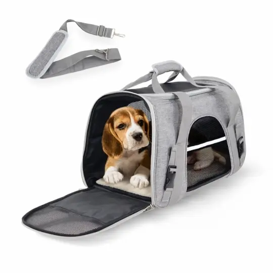Bolsa de transporte para mascotas | Plegable | 48x25x30 cm | Ventilación | Banda para trolley | Doble asa | Bronco | Mobiclinic