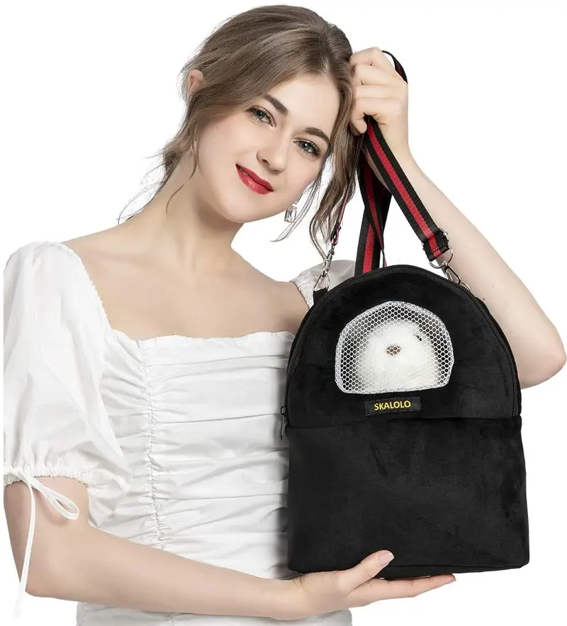 Bolsa transportadora para mascotas, 2020, para hámster, supersuave, forro polar coral, bolsa de viaje portátil, con correa ajustable y malla transpirable para deslizador de azúcar, ardilla, etc.