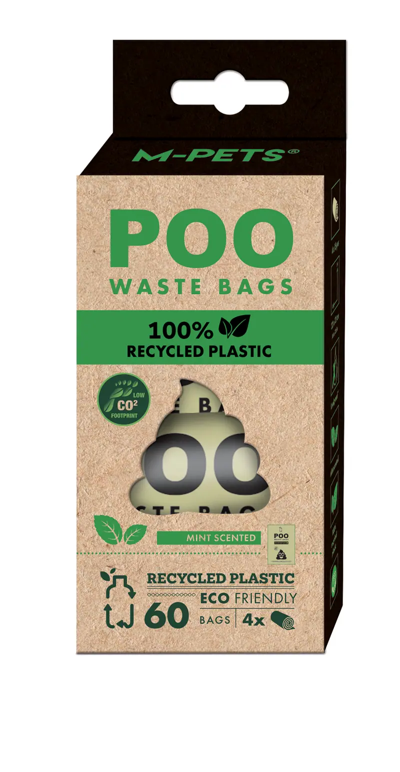 Bolsas Ecológicas para Desechos POO 100% Reciclado – Menta | M-PETS