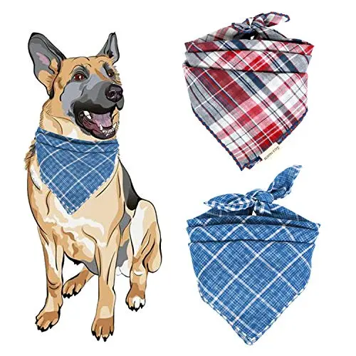 BONGEAR Bandanas para perro, paquete de 2, bufandas a cuadros para perros pequeños, medianos, grandes, gatos, pañuelos, mascotas, pañuelo