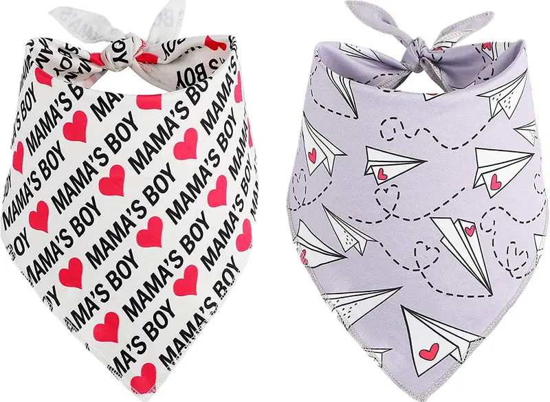 BoomBone Dog Valentines Day Bandana 2 Pac,Triangle Bibs Pet Scarf for Medium and Large Dogs