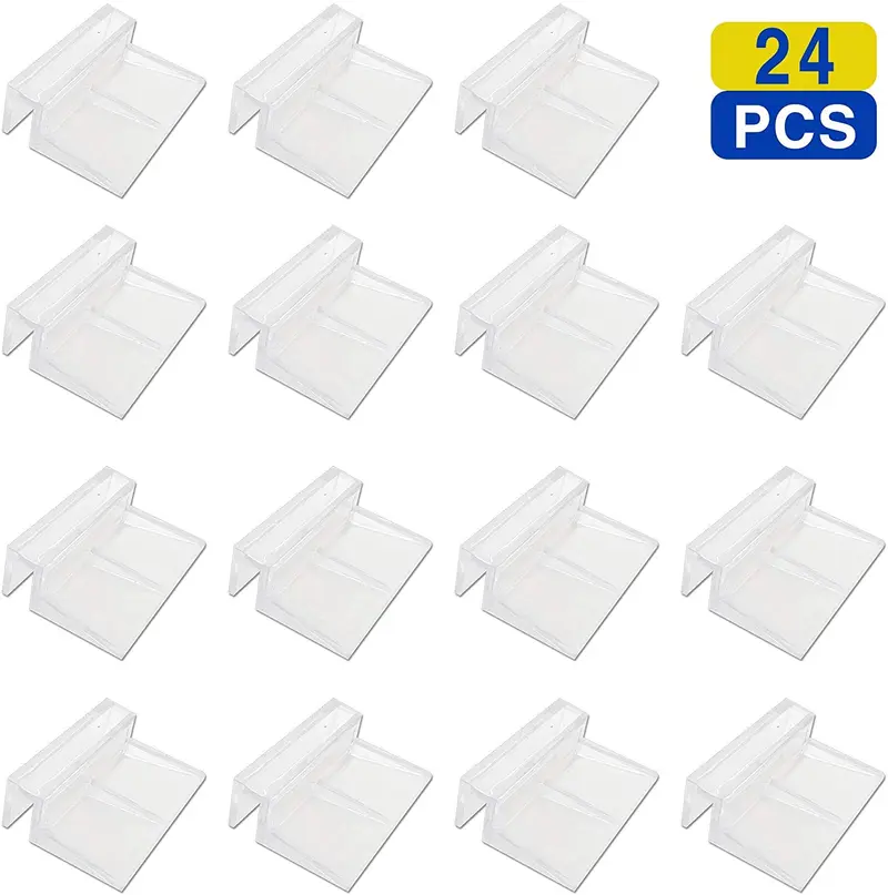 Bornfeel Aquarium Lid Clips 24 Pack Fish Tank Glass Clips 6mm 8mm Rimless Aquarium Cover Holder Clamps Clear Acrylic