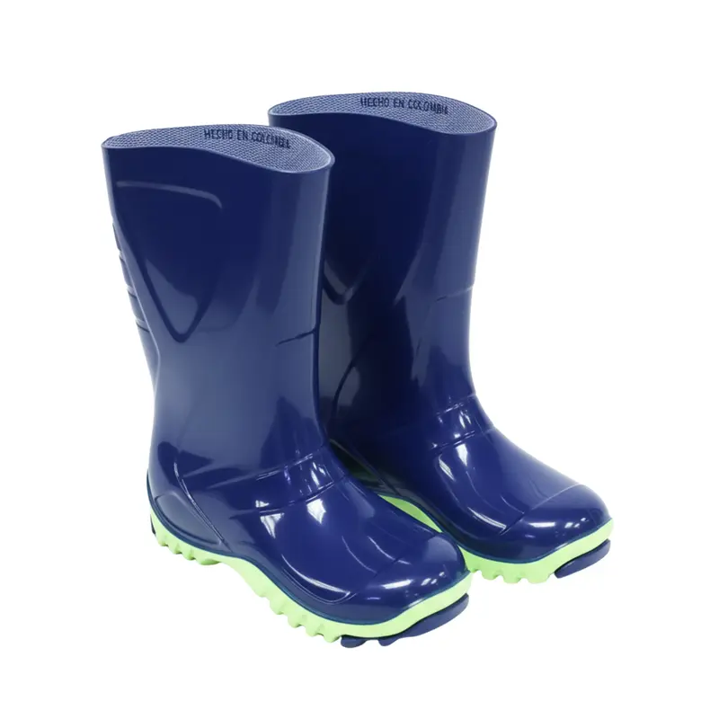 Bota Pvc Azul y Verde Neon #34