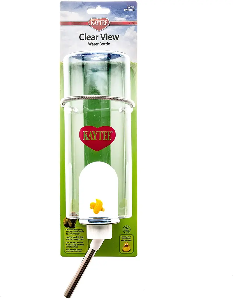 Botella de agua con conejo Kaytee Pet 100079431, 32 onzas, 32 onza, Transparente