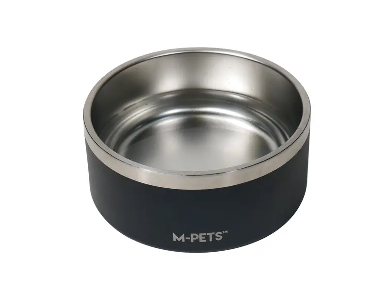 Bowl de Acero Inoxidable Doble Pared ESKIMO Negro para Perros y Gatos | M‑PETS®