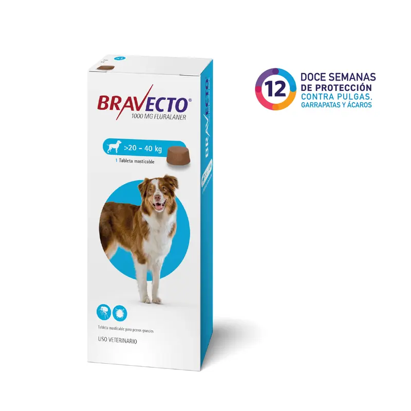 Bravecto  12 semanas (20 A 40 KG) Antipulgas y garrapatas