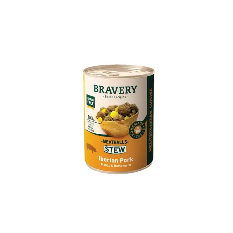 Bravery Wet Food Albondigas Estofado de Cerdo Iberico Perro Lata 415 g